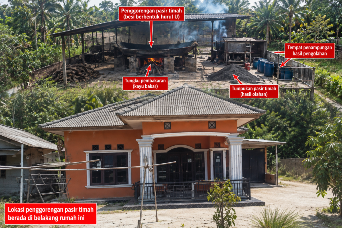 Timah 6–7 Ton Disebut Masuk ke Desa Terak, Nama IL dan HN Disorot